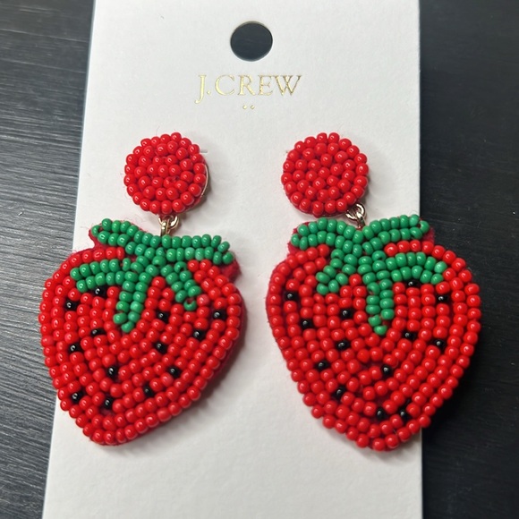J. Crew Jewelry - J. Crew Strawberry beaded earrings NWT